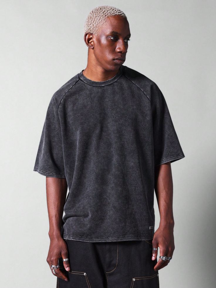 PRODUCTOS sumwon camiseta lavada com manga raglandescobri produtos incríveis no shein com, venha conferir!